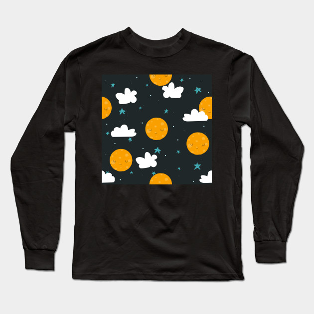 Childish Clouds With Moon And Stars